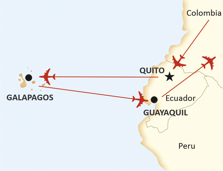 Karta för resa upplev Galapagos