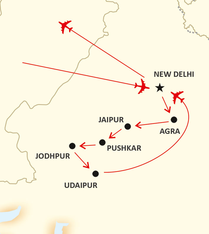 Karta för resan Rajasthans skatter