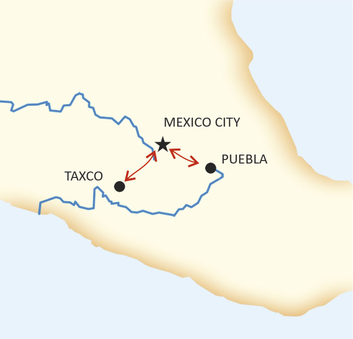 karta för Mexico City och Puebla