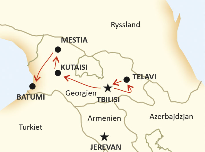 Karta för rundresa i georgien