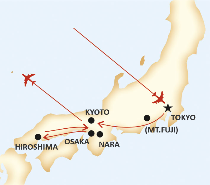 Karta för resan Ljuvliga Japan