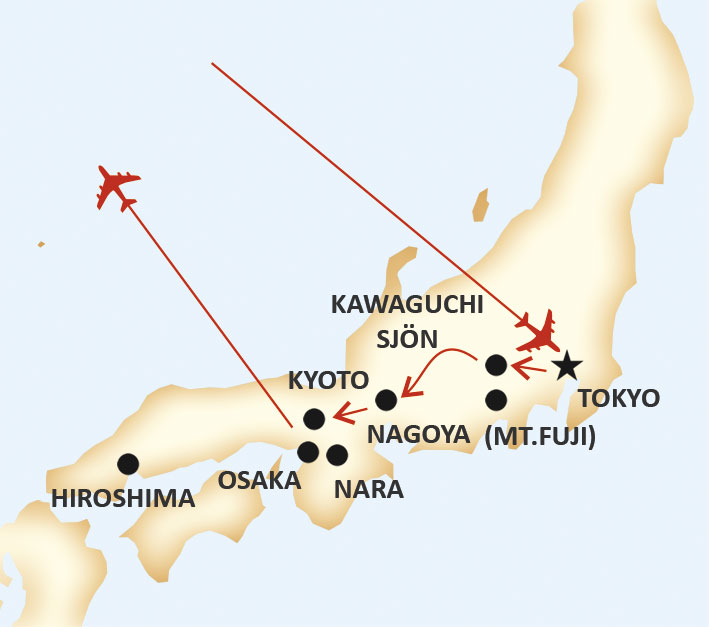 Karta för resa en smak av Japan