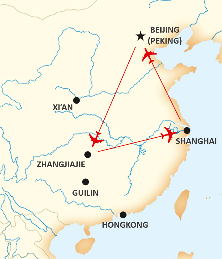 Karta för resa till Avatarberget, Zhangjiajie, Kina