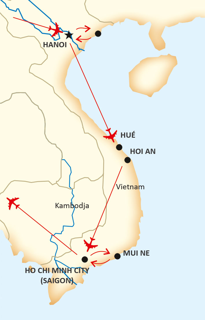 Karta för resa vänliga Vietnam