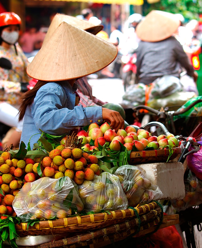 Gatummarknad i Ho Chi Minh-staden, Vietnam